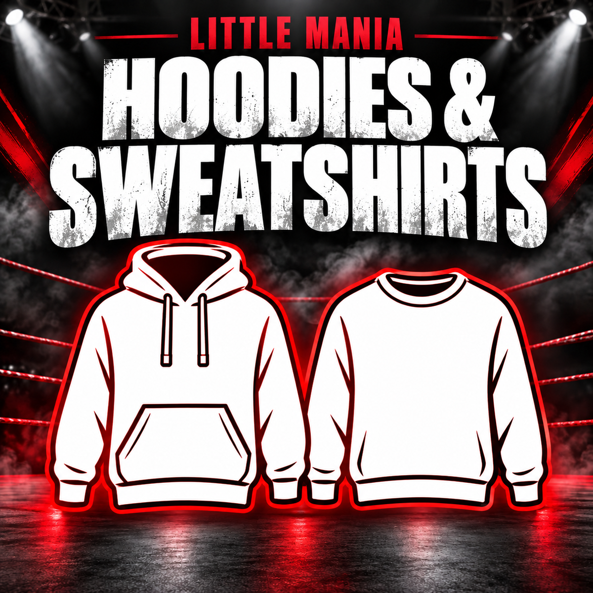 Hoodies & Sweatshirts — Little Mania collection artwork with category icons