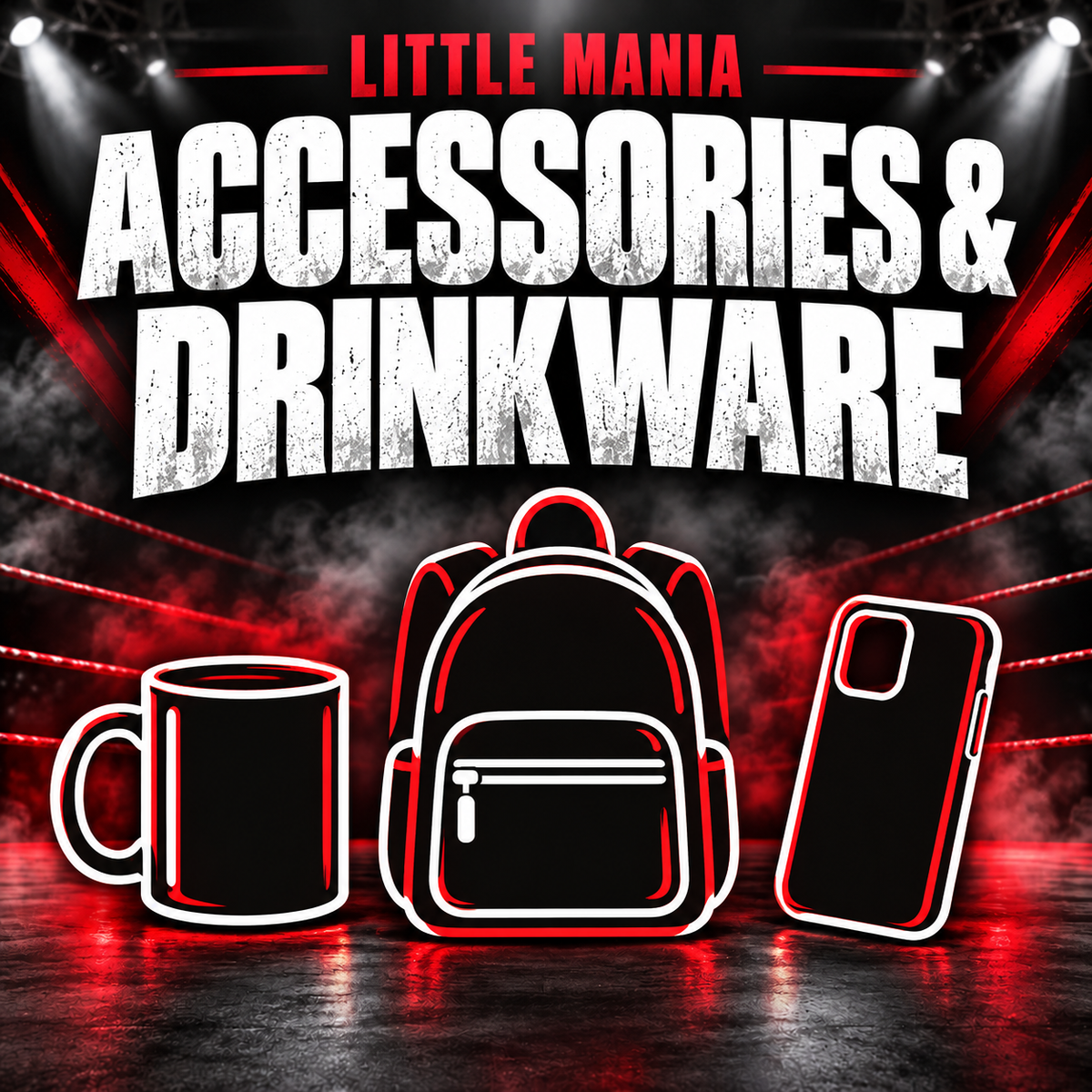 Accessories & Drinkware — Little Mania collection artwork with category icons